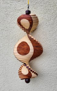 Wind Spinning Wood Spiral, Length 60 cm, Circle