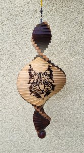 Wind Spinning Wood Spiral, Length 60 cm, Butterfly, Lynx