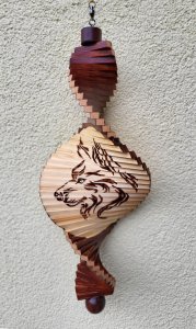 Wind Spinning Wood Spiral, Length 60 cm, Butterfly, Wolf