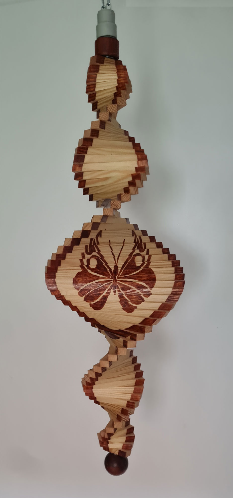 Wind Spinning Wood Spiral, Length 70 cm, Butterfly light - Click Image to Close