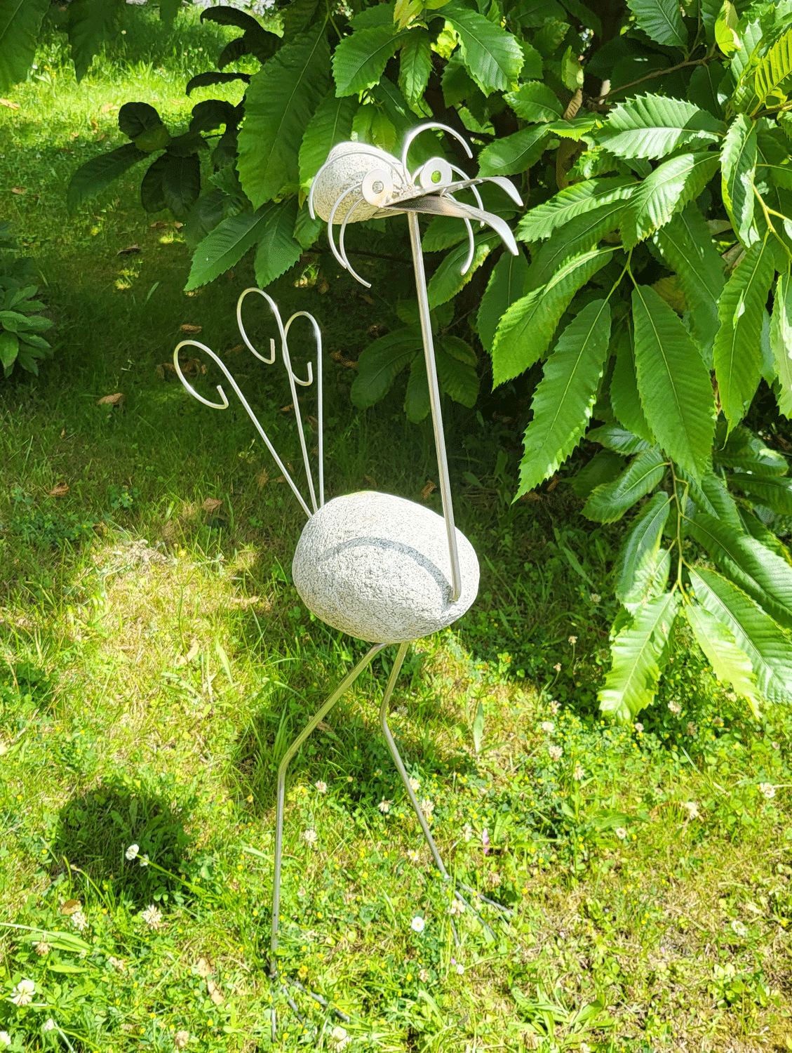 Stein-Vogel, Höhe 75 cm, Dekorationsfigur, Steinfigur, Gartenfigur - zum Schließen ins Bild klicken