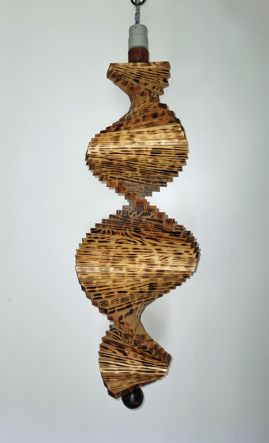 Wind Spinning Wood Spiral, Length 70 cm, Flamed - Click Image to Close